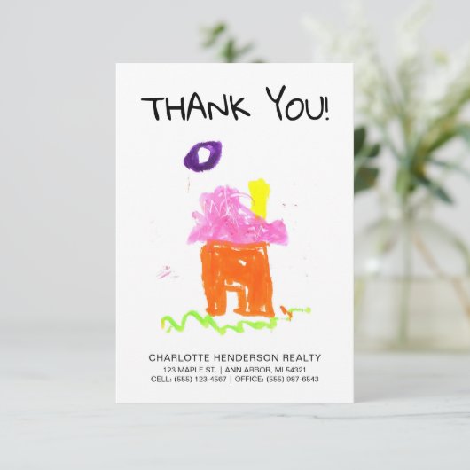 カスタムスケッチキッズハウス実在エステートクライアントタ サンキューカード (スタンド正面)