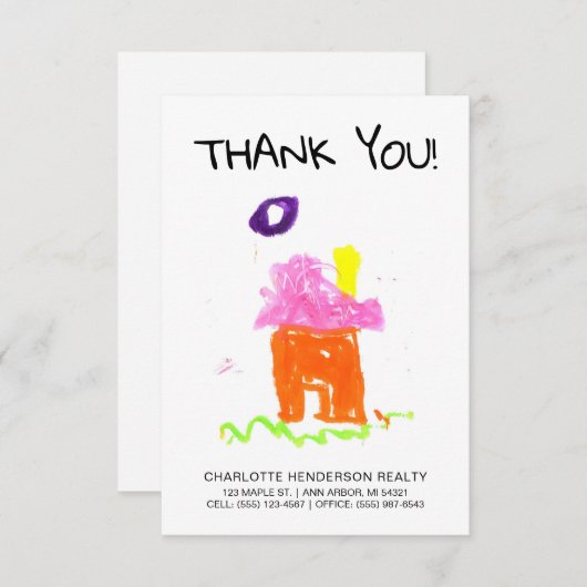 カスタムスケッチキッズハウス実在エステートクライアントタ サンキューカード (正面/裏面)