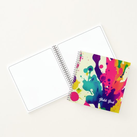 カスタムスケッチブックの水の色スプラッシュ ノートブック (内部)