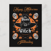 カスタムスケルトンかぼちゃブラックハットハロウィーンウィッチ ポストカード (正面)