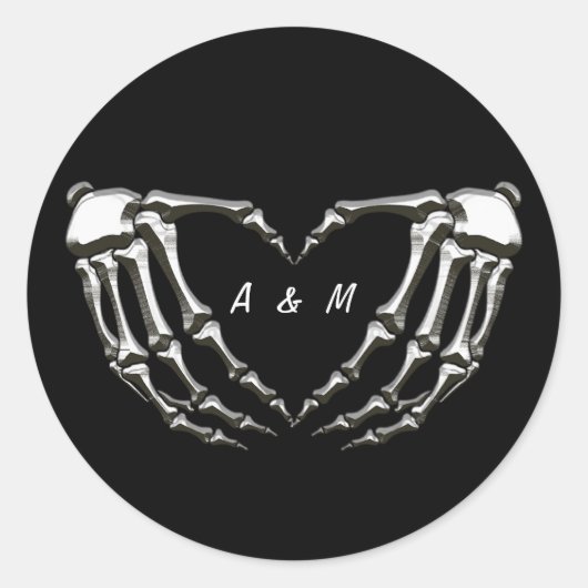 カスタムスケルトンGothic Hands Loveハートシェイプ ラウンドシール (正面)