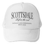 カスタムスコッツデールザヴェールバチェロレッテ キャップ<br><div class="desc">我々の"Scottsdale Before the Veil"バチェロレッテトラックカスタムカーハット、あなたの豪華なバチェロレッテ冒険のための究極のアクセサリーと一緒にスコッツデールのダウンタウンで頭を回転する準備をする。あなたは夜の町を打ち上げるか、砂漠を昼に探検するかにかかわらず、この帽子はあなたのスコッツデールバチェロレッテにとって必需品である。素材で作ら素晴らしれ、ヴィンテージレトロデザインで飾られたこのトラック帽はあなたのバチェロレッテの外観に西洋女性のカーボーイの魅力のtouchを追加。花嫁の名前であれカスタムパーティーの日付であれ、おもしろいバチェロレッテスローガンであれ、花嫁文字を使ってカスタマイズし、独自の方法で花嫁を作成する。この帽子スタイリッシュは、デザインと快適なフィット感と保、ダウンタウンのスコッツデールやプールで探索する際に目の外の太陽にピッリラックスチしている。Scottsdaleのバチェロレッテに最適なアクセサリーで、ブライダルパーティアンサンブルにtouchしゃれているを追加している。だから、あなたの女性のカーボーイクルーをつかみ、スタイルで町をヒットする準備をする。私たちのカスタム"Scottsdale Before the Veil"バチェロレッテトラック運転手ハットと、あなたのScottsdaleバチェロレッテは間違いなく本のための1つである。ベールまでのカウントダウンを始めよう!</div>