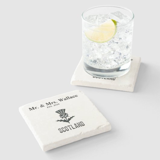 カスタムスコティッ結婚トのコースター婚約 ストーンコースター (横)