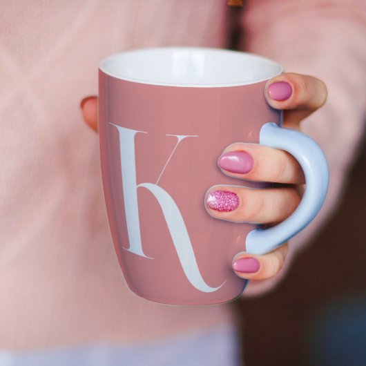 カスタムスタイリッシュイニシャル名lフェミニン赤面ピンク コーヒーマグカップ