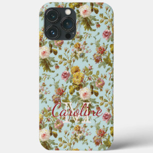 カスタムスタイリッシュシックなピンクのバラの花アートパターン iPhone 13 PRO MAXケース