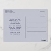 カスタムスタイリッシュシック紫ミニマル金ゴールド 箔シーズンポストカード (裏面)