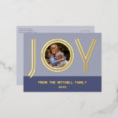 カスタムスタイリッシュシック紫ミニマル金ゴールド 箔シーズンポストカード (正面/裏面)