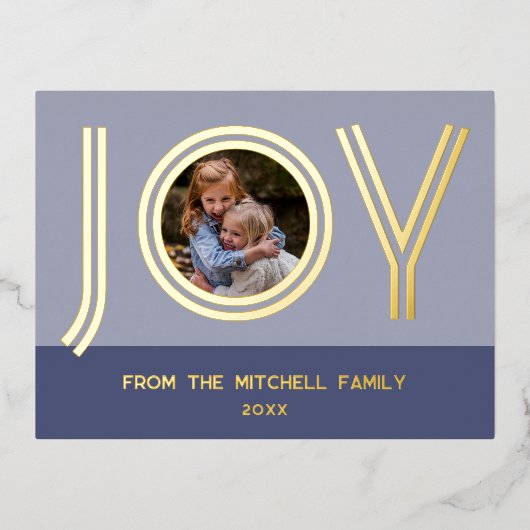 カスタムスタイリッシュシック紫ミニマル金ゴールド 箔シーズンポストカード (正面)