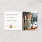 カスタムスタイリッシュピンク水色フローラ写真 名刺 (裏面)