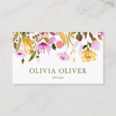 カスタムスタイリッシュピンク水色フローラ写真 名刺 (正面)