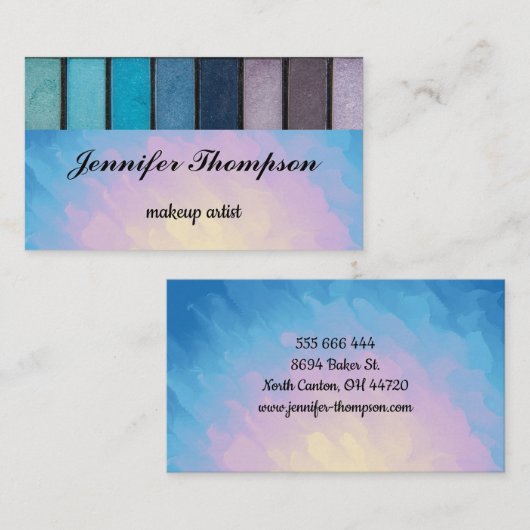 カスタムスタイリッシュメイクアップアーティストEyeshadow Palette Bus 名刺 (正面/裏面)