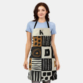 カスタムスタイリッシュモノグラムアフリカンマッドクロスプリント エプロン (着用した状態)