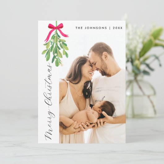 カスタムスタイリッシュ写真モダン植物学クリスマス シーズンカード (スタンド正面)