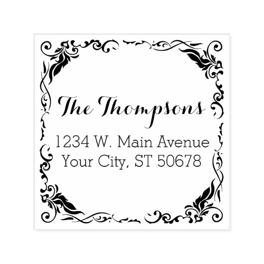 カスタムスタイリッシュ施フローラ縁ど セルフインキングスタンプ (デザイン)