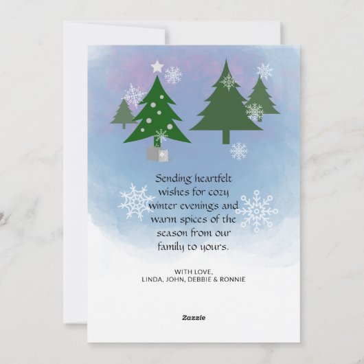 カスタムスタイリッシュ雪だるまモダンスノーフレークスクリスマス シーズンカード (裏面)