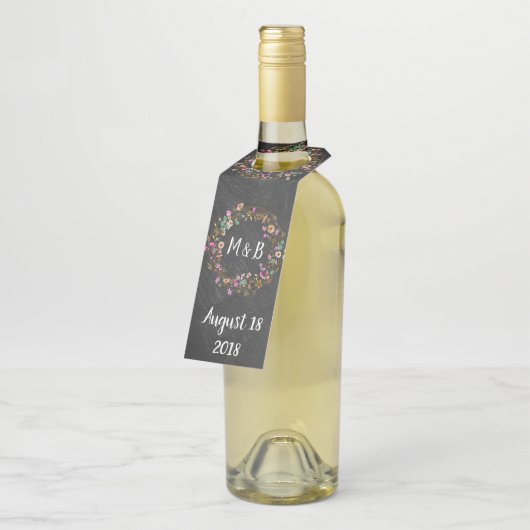 カスタムスタイルかわいいフローラリースアートモチーフ ボトルネックタグ (アングル)