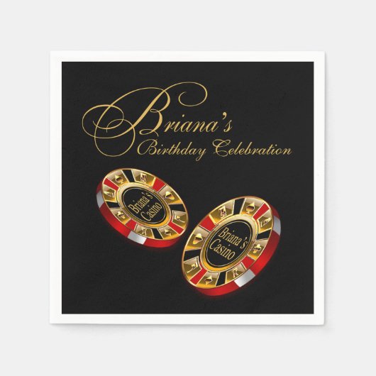 カスタムスタイルパーティー頼ME 4 NAMES IN CHIPS スタンダードカクテルナプキン (正面)