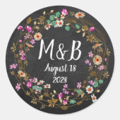 カスタムスタイルフローラリースアートモチーフ ラウンドシール (正面)