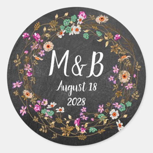 カスタムスタイルフローラリースアートモチーフ ラウンドシール (正面)