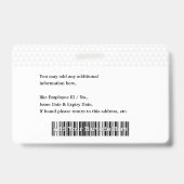 カスタムスタッフロゴ写真バーコード名ID バッジ (裏面)