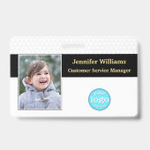 カスタムスタッフロゴ写真バーコード名ID バッジ (正面)