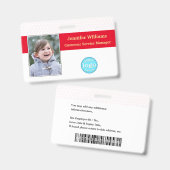 カスタムスタッフ社員の写真ロゴバーコード名ID バッジ (正面＆裏面)