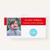カスタムスタッフ社員の写真ロゴバーコード名ID バッジ (正面)