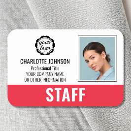 カスタムスタッフIDロゴ写真ロゴ赤磁気 名札