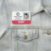 カスタムスタッフIDロゴ写真ロゴ赤磁気 名札 (インサイチュ)