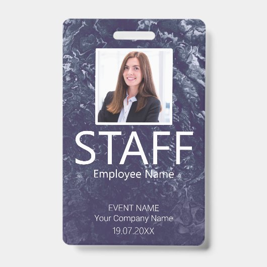 カスタムスタッフQRコードイベント青バッジ バッジ (正面)