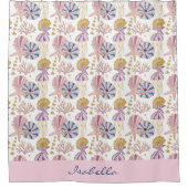 カスタムスターフィッシュシーシェルブルーパープルピンク航海の シャワーカーテン (正面)