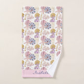 カスタムスターフィッシュシーシェルブルーパープルピンク航海の バスタオルセット (ハンドタオル)