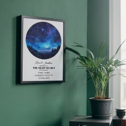 カスタムスターマップメタルアート – 私たちが会った夜 メタルプリント