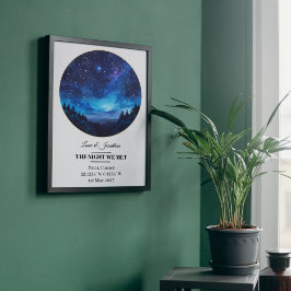カスタムスターマップメタルアート – 私たちが会った夜 メタルプリント