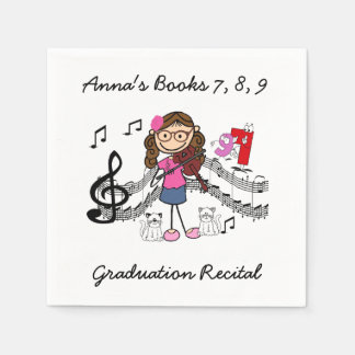 カスタムスティックフィギュアバイオリン奏者紙ナプキンス スタンダードカクテルナプキン