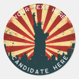 カスタムステッカー：レトロアメリカン投票2024ステッカー ラウンドシール