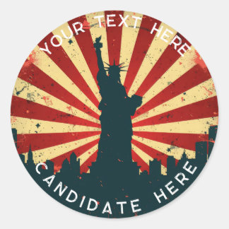 カスタムステッカー：レトロアメリカン投票2024ステッカー ラウンドシール