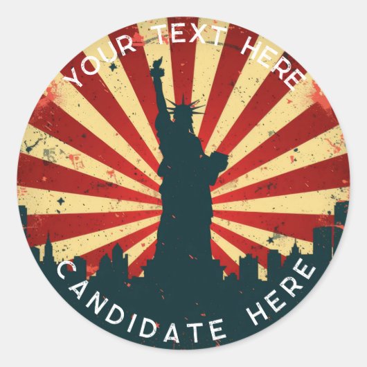 カスタムステッカー：レトロアメリカン投票2024ステッカー ラウンドシール (正面)