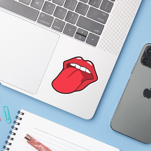 カスタムステッカー、舌を出した口 シール (ノートパソコンとiPhone)