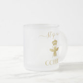 カスタムステップ1:コーヒークイーンビーレディボス澄ん フロストグラスマグカップ (正面右)