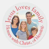 カスタムステンシルイエスは家族を愛している ラウンドシール (正面)