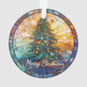 カスタムステンドグラスの木クロースクリスマスオーナメント オーナメント (裏面)