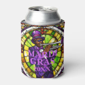 カスタムステンドグラスフェイクマルディグラスジャズ 缶クーラー (缶正面)