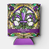 カスタムステンドグラスフェイクマルディグラスフローラ 缶クーラー (正面)