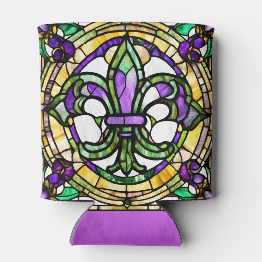 カスタムステンドグラスフェイクマルディグラスフローラ 缶クーラー (裏面)