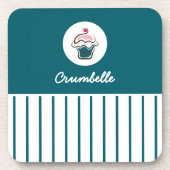 カスタムストライプのカップケーキベーカリーストアコースターセット コースター (正面)