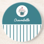 カスタムストライプのカップケーキベーカリーストアコースター コースター (正面)