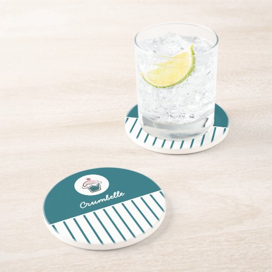 カスタムストライプのカップケーキベーカリーストアコースター コースター (側面)