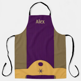 カスタムストライプのRoyale紫と金ゴールド エプロン
