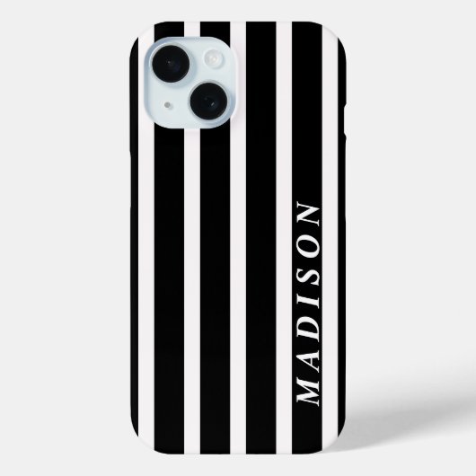 カスタムストライプス ブラック ホワイト Case-Mate iPhoneケース (裏面)